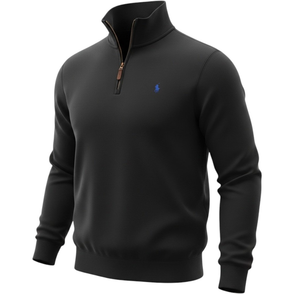 Polo Ralph Lauren Quarter Zip Sweatshirt Mens XL Black Blue Pony Heavyweight